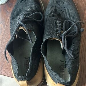 Jambu Men's Black Knit and Tan Leather Oxfords